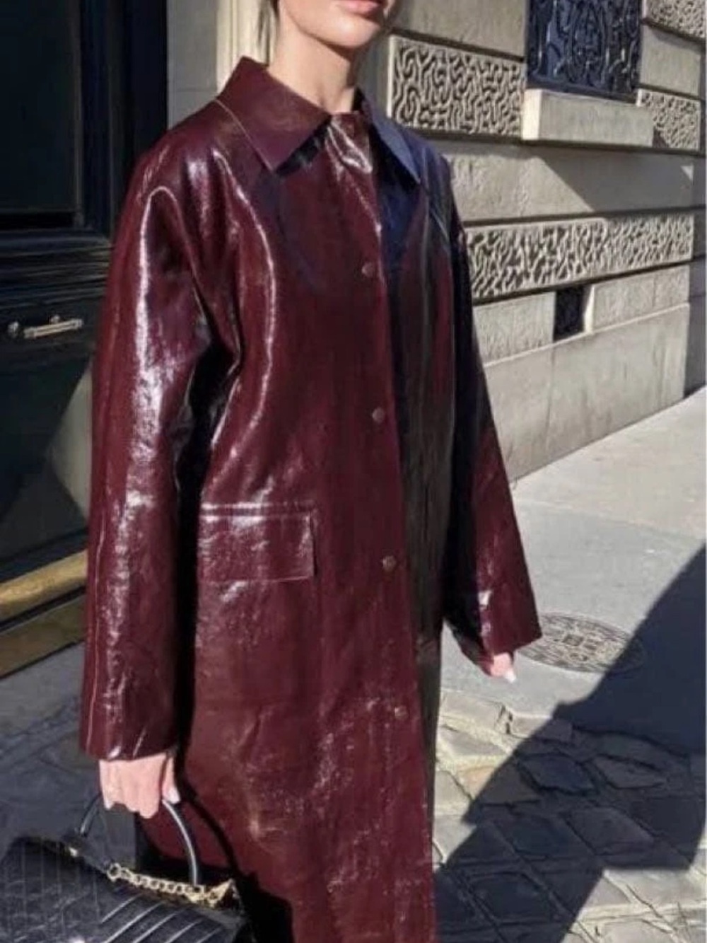 Kassl Editions x Zara Lacquered Long Coat Burgundy Limited Edition Size Large
